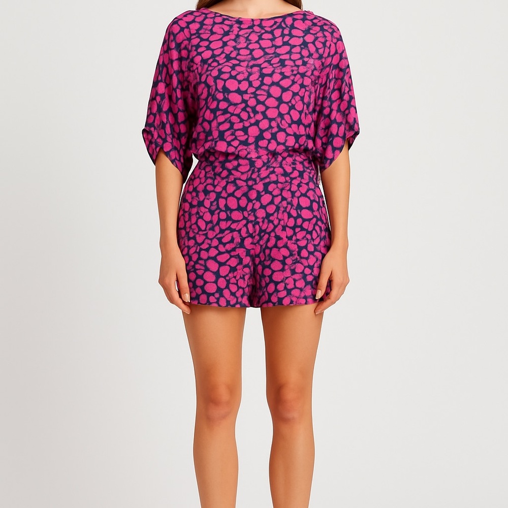 Diane von Furstenberg (DVF) Printed Dolman-Sleeve Romper